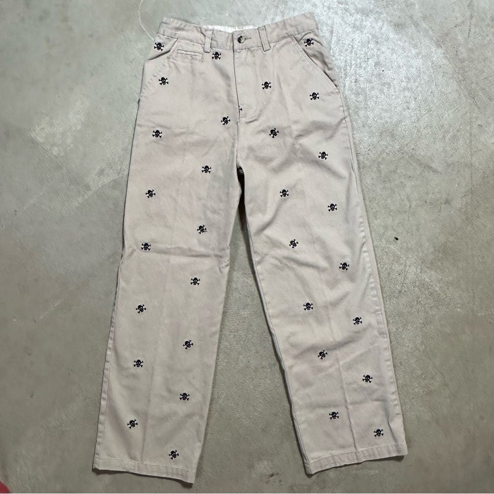 Rugged Bear Tan Khaki Pants All Over Skull Crossbones Girls Size 10